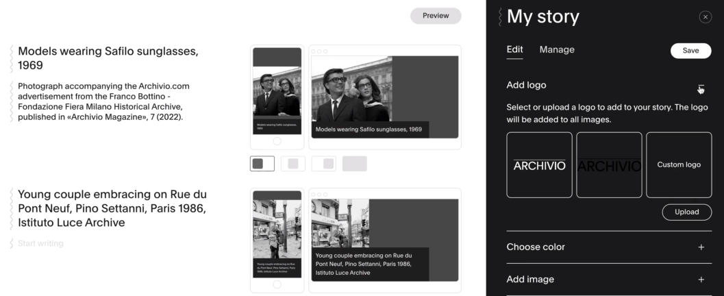 immagine story editor selezione logo